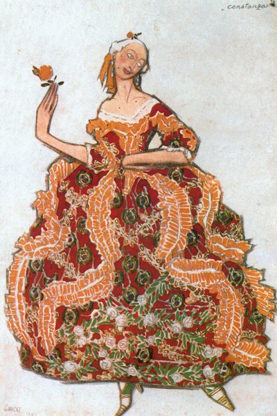 Constanza, Kostümentwurf für das Ballett nach Carlo Goldonis Komödie "Les femmes de bonne humeur" von Leon Bakst