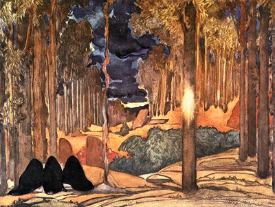 Entwurf für ein Bühnenbild des vierten Akts von Gabriele d