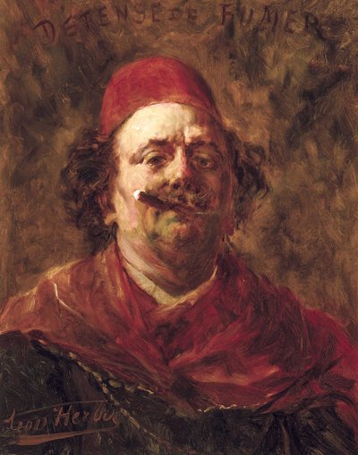 Rauchen verboten (Selbstporträt mit Fez) von Leon Herbo