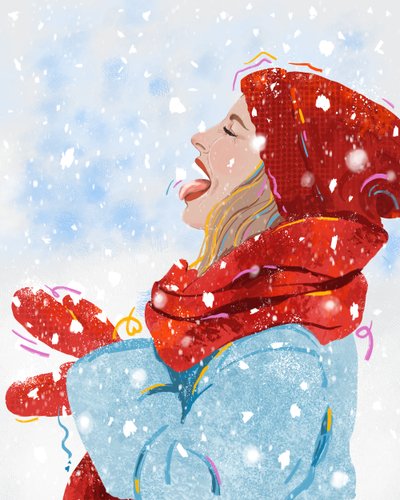 Freude am Schneefall, 2025 von Leona Tsiara