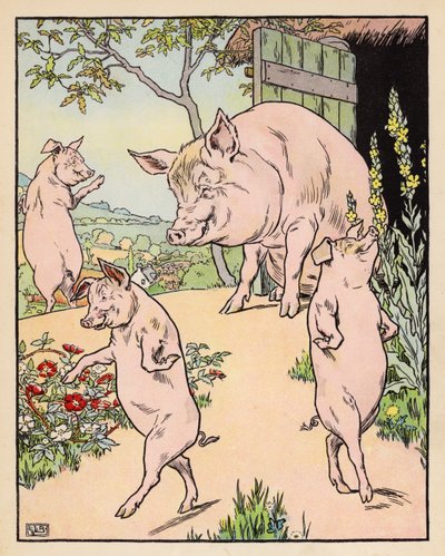 Illustration für Die drei kleinen Schweinchen von Leonard Leslie Brooke