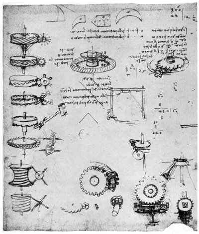 Zahnräder (Detail), späte 15. oder frühe 16. Jahrhundert, 1954 von Leonardo da Vinci