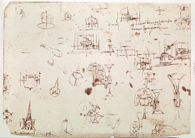 Auszug aus einem Da Vinci Manuskript über das Prinzip und den Bau eines "Bootes mit Antrieb durch Räder" von Leonardo da Vinci