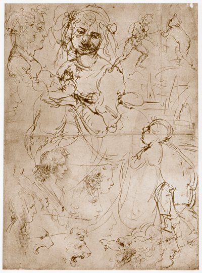 Kniende Madonna mit dem Kind und St. Johannes von Leonardo da Vinci