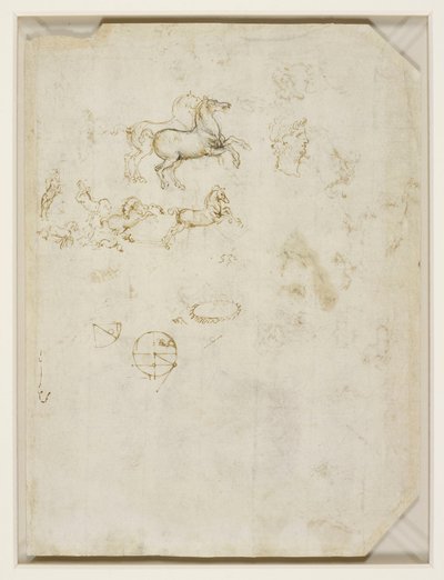 Steigende Pferde und der Kopf von Nero von Leonardo da Vinci