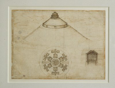 Entwurf für ein zentrales Grabmal; Erhebung von Leonardo da Vinci