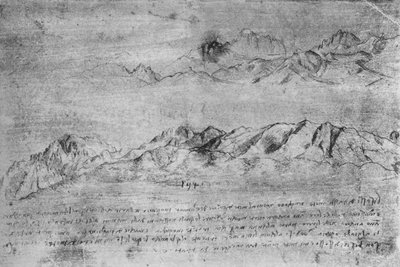 Studien von Gebirgsketten, um 1480, 1945 von Leonardo da Vinci