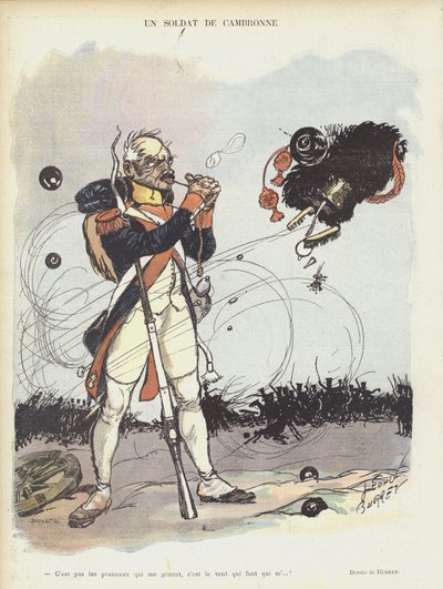 Ein Soldat von Cambronne. Illustration für Le Rire von Leonce Burret
