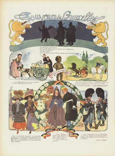 Erinnerung an Brüssel. Illustration für Le Rire von Leonce Burret