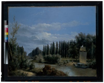 Gesehen vom Lauf des kleinen Arms der Seine durch den Neuilly-Park von Leopold Leprince