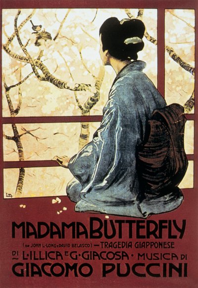 Cover von Leopoldo Metlicovitz der Partitur der Oper Mrs Butterfly von Giacomo Puccini von Leopoldo Metlicovitz