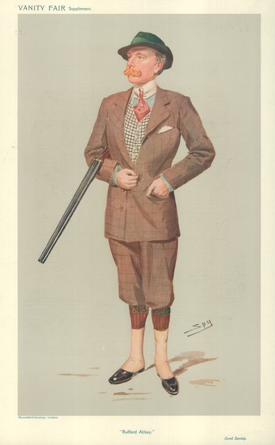 Lord John Savile, Rufford Abbey, 15. April 1908, Vanity Fair Karikatur von Leslie Matthew Ward