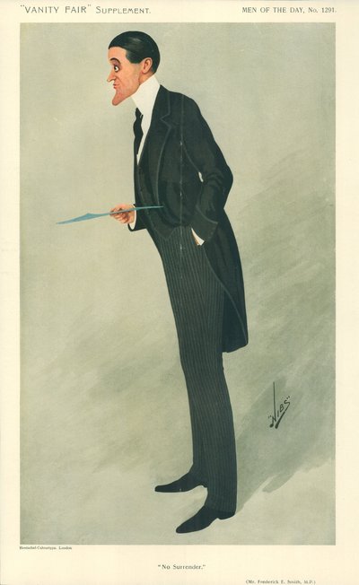 Mr Frederick E. Smith, Kein Rückzug, 16. Januar 1907, Vanity Fair Karikatur von Leslie Matthew Ward