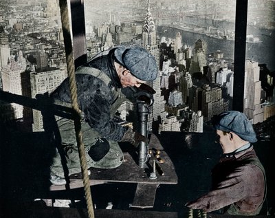 Die letzten Bolzen am Morgenmast des Empire State Building, um 1931 von Lewis Wickes Hine