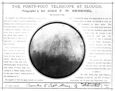 Frühe Fotografie von William Herschels Teleskop in Slough von Unbekannt Unbekannt