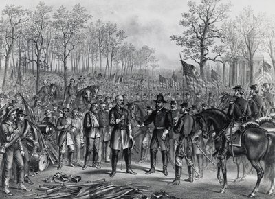 General Robert Lee kapituliert vor General Ulysses Grant in Appomattox, 9. April von Unbekannt Unbekannt