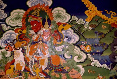 Wandmalerei aus dem lamaistischen Kloster von Lamayuru, Laddakh, Indien von Unbekannt Unbekannt