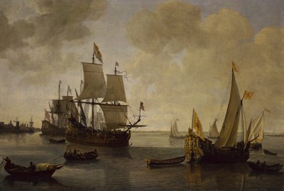 Die Staatsyacht von Prinz Wilhelm II. von Oranien mit anderen Schiffen von Lieve Verschuier