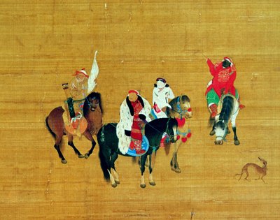 Kublai Khan (1214-94) auf der Jagd, Yuan-Dynastie (Detail) von Liu Kuan tao