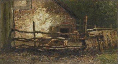 Schweine im Stall von Lodewijk Frederik Hendrik (1850-1936) Apol