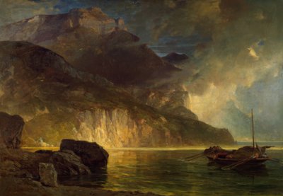 Der Frohnalpstock am Ufer des Vierwaldstättersees bei Gewitter von Léon Berthoud