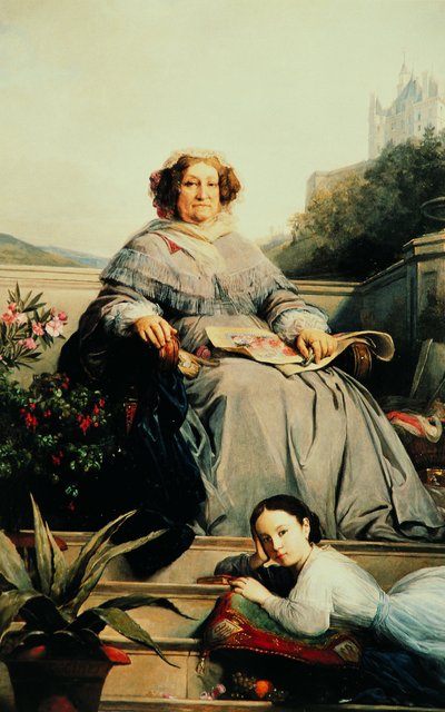 Porträt von Madame Clicquot, geb. Ponsardin 1777-1866 mit ihrer Tochter, zwischen 1851 und 1860 von Léon Cogniet