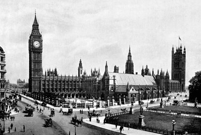 Das Parlament und die Westminster Hall vom Parliament Square aus gesehen, London, ca. 1905 von London Stereoscopic and Photographic Co