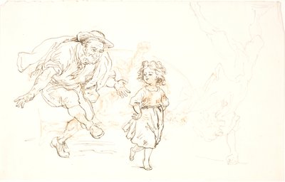 Älterer Mann und kleines Mädchen, die tanzen von Lorenz Frølich