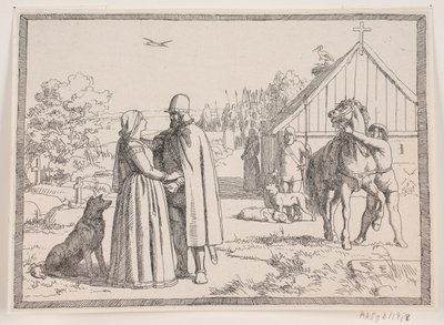 Illustration zu Adam Oehlenschlägers Gedicht "Die zwei Kirchtürme" von Lorenz Frølich