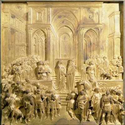 Das Treffen von König Salomo und der Königin von Saba, Originaltafel von den Osttüren des Baptisteriums von Lorenzo Ghiberti