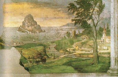 Der Olymp, von einem Labyrinth umgeben von Lorenzo Leonbruno
