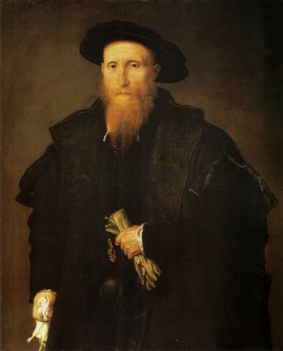 Porträt eines alten Mannes mit Handschuhen von Lorenzo Lotto