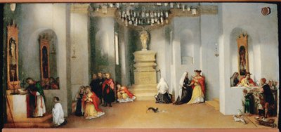 Heilige Lucia am Grab der Heiligen Agatha, betet für die Heilung ihrer Mutter von Lorenzo Lotto