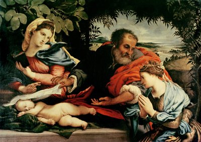 Die Heilige Familie mit der Heiligen Katharina von Alexandria von Lorenzo Lotto