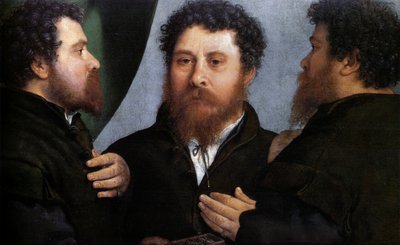 Dreifachporträt eines Goldschmieds (Bartolomeo Carpan?) von Lorenzo Lotto