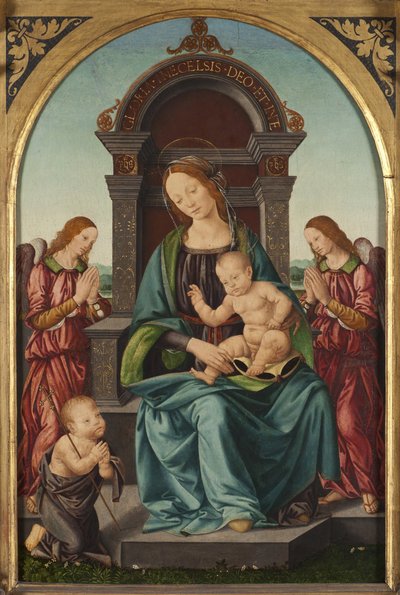 Madonna mit Kind, dem kleinen Johannes und Engeln von Lorenzo di Credi