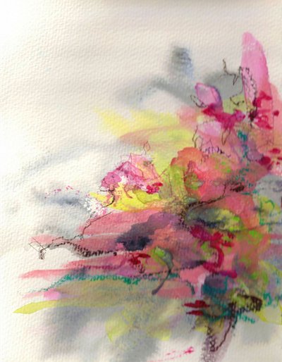 Lebendiges abstraktes Aquarell von Lori Ann Folz