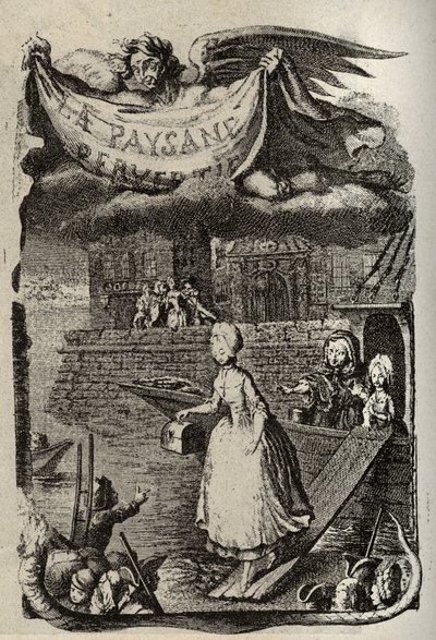Illustration für „La Paysanne pervertie ou les Dangers de la ville“ von Restif de La Bretonne (1734-1806), französischer Schriftsteller. Gravur von Binet aus dem 18. Jahrhundert. von Louis (after) Binet
