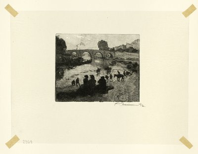 Der Pferdeteich an der Pont Marie, Platte zehn aus Le Long de la Seine et des Boulevards von Louis Auguste Lepère
