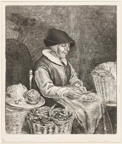 Oude vrouw boontjes doppend (1780, Rijksmuseum Amsterdam) von Louis Bernard Coclers