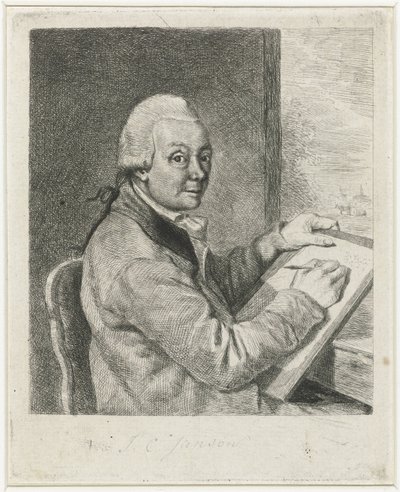 Porträt des Künstlers Johannes Janson, zeichnend von Louis Bernard Coclers