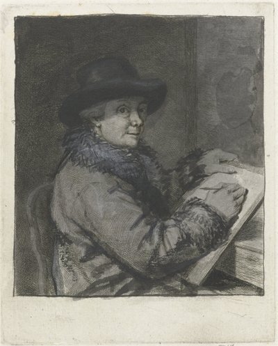Porträt des Künstlers Johannes Janson, zeichnend von Louis Bernard Coclers