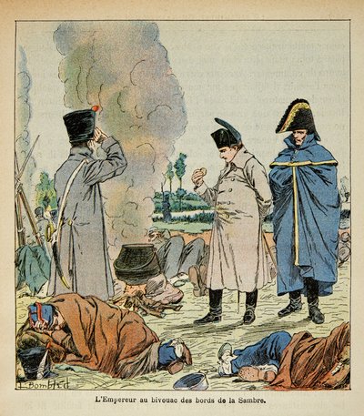 Illustration von Louis Bombled (1862-1927) aus dem Buch „Das Memorial von St. Helena“ von Graf Emmanuel de Las Cases (1766-1842): Napoleon isst während eines Biwaks das Brot der Soldaten von Louis Charles Bombled