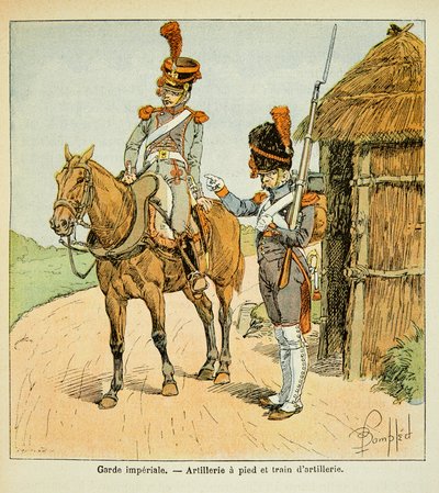 Illustration von Louis Bombled (1862-1927) aus dem Buch „Das Memorial von St. Helena“ von Graf Emmanuel de Las Cases (1766-1842): Die kaiserliche Garde: Artillerie zu Fuß und Artilleriezug von Louis Charles Bombled