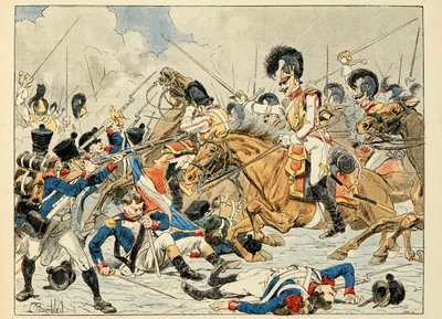 Illustration aus dem Buch „Les heros du Siecle“, anekdotische Erzählungen von Dick de Lonlay und illustriert von Louis Bombled von Louis Charles Bombled