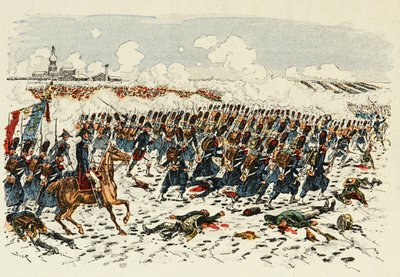 Illustration aus dem Buch „The heros of the century“, anekdotische Erzählungen von Dick de Lonlay und illustriert von Louis Bombled von Louis Charles Bombled