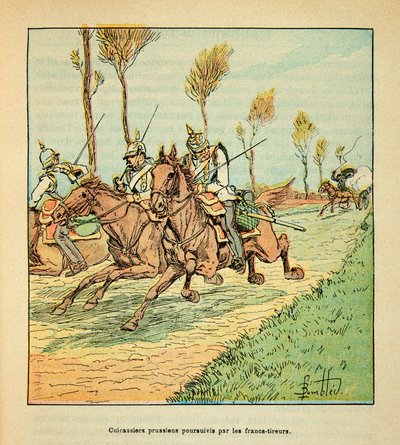 Die Armee der Loire: Preußische Kürassiere von Freischärlern verfolgt, Oktober 1870 von Louis Charles Bombled