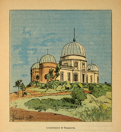 Der Krieg in Madagaskar - Anekdotische Geschichte der französischen Expeditionen von 1885-1895 von Henri Galli, genannt Galllichet (1854-1922), illustriert von Louis Bombled (1862-1927): Das Observatorium von Tananarive im Jahr 1895, Privatsammlung von Louis Charles Bombled