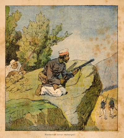 Der Krieg in Madagaskar - Anekdotische Geschichte der französischen Expeditionen von 1885-1895 von Henri Galli dit Galllichet, illustriert von Louis Bombled: Hovas Hinterhalte von Louis Charles Bombled