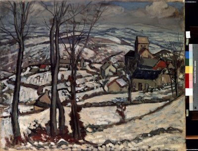 Dorf in Morvan im Schnee von Louis Charlot